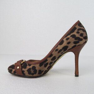 Dolce & Gabbana Leather/Canvas Heels Leopard Print US 6 EU 36